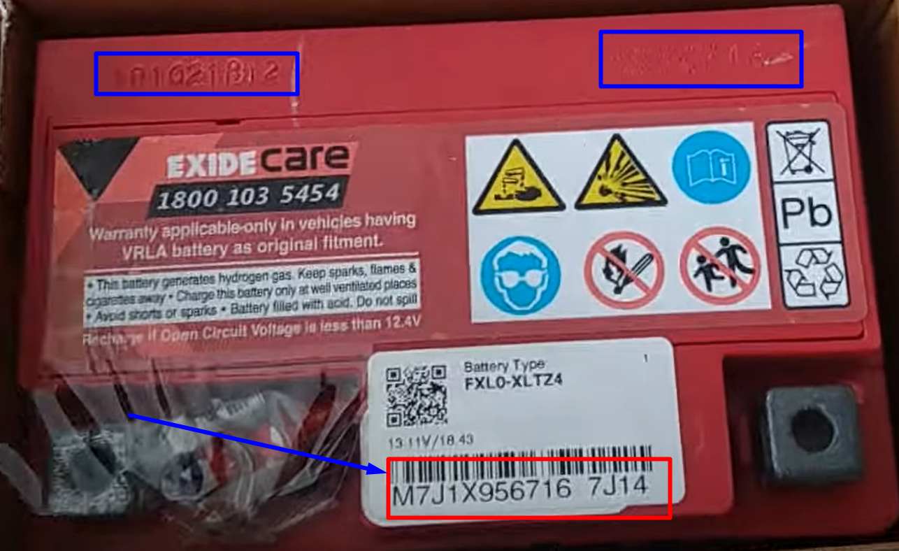 Exide Batterie Seriennummer
